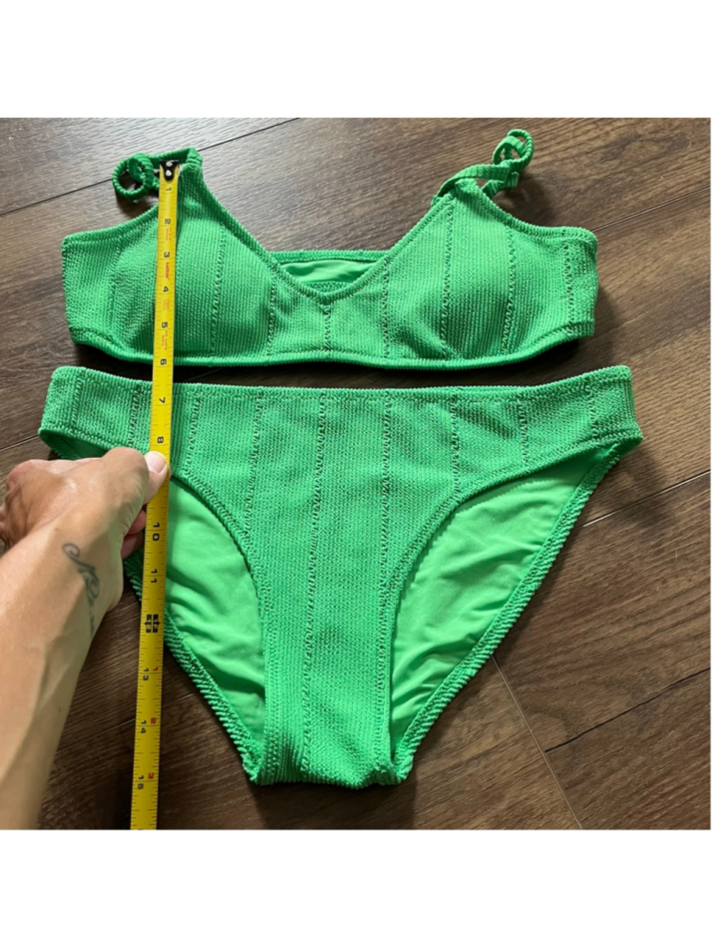 Aerie Green Textured Scoop Bikini Set Size S - Picture 3 of 10